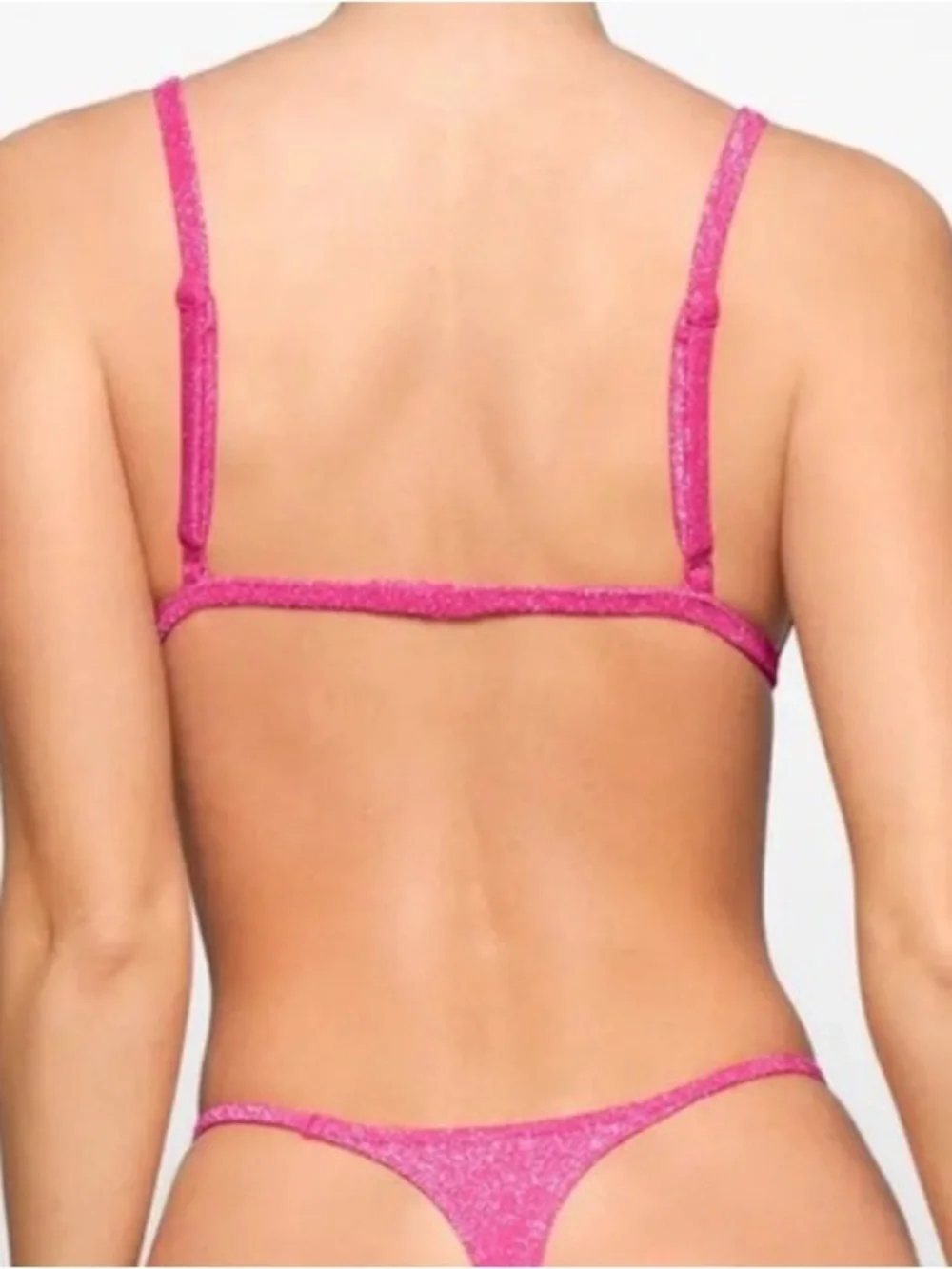 Skims Pink Sparkle mid rise bikini